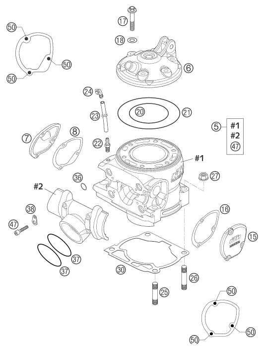 Sprängskiss CYLINDER, TOPPLOCK