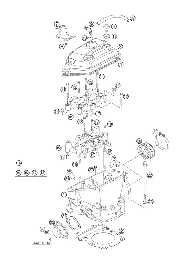Sprängskiss CYLINDER, TOPPLOCK