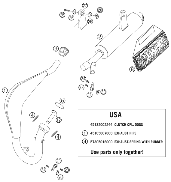 Sprängskiss AVGASSYSTEM