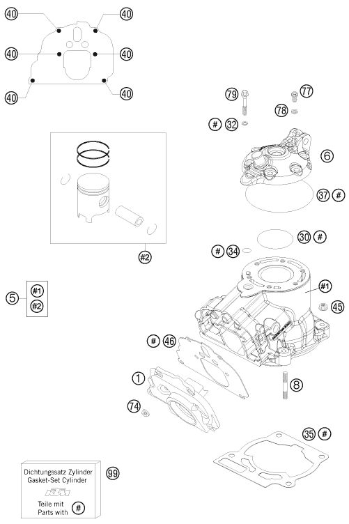Sprängskiss CYLINDER, TOPPLOCK