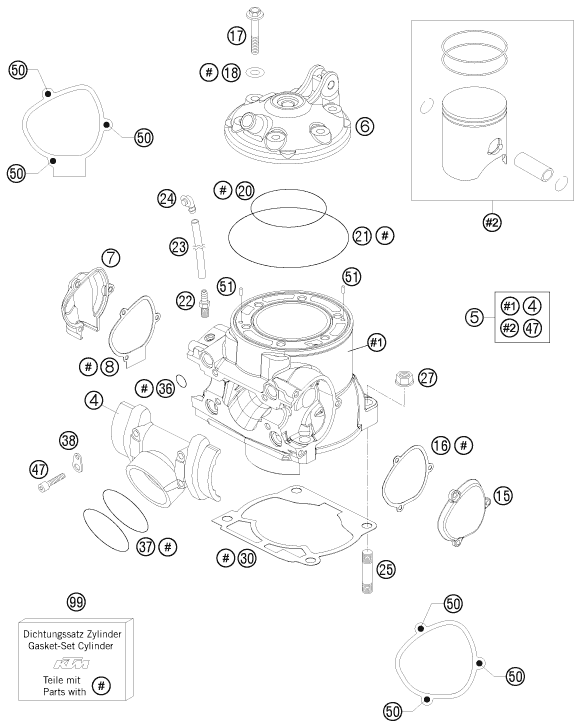 Sprängskiss CYLINDER, TOPPLOCK