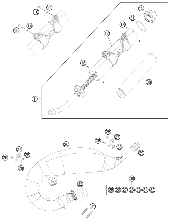 Sprängskiss AVGASSYSTEM