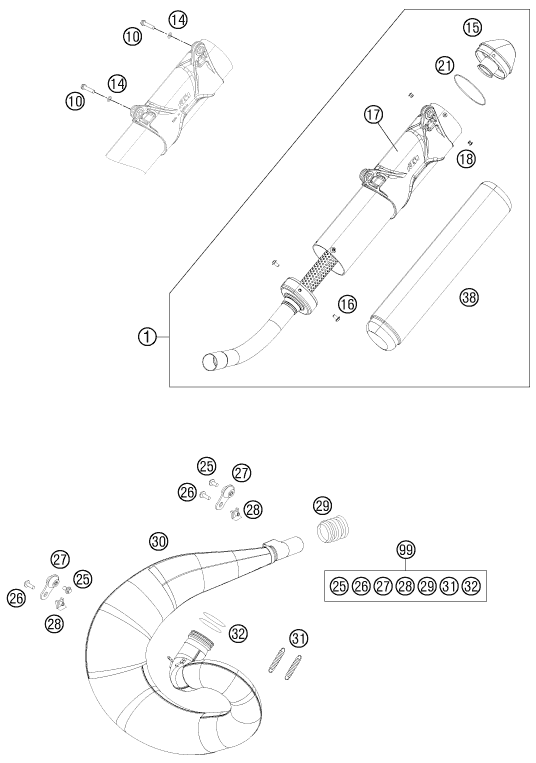 Sprängskiss AVGASSYSTEM