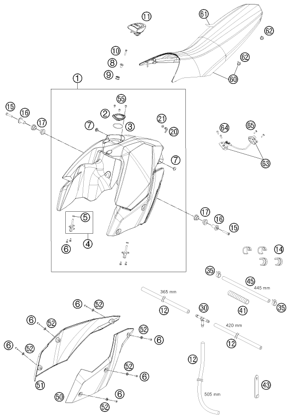 Sprängskiss TANK, DYNA, KYLVINGAR
