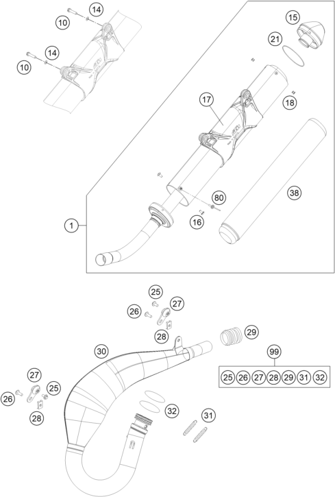 Sprängskiss AVGASSYSTEM