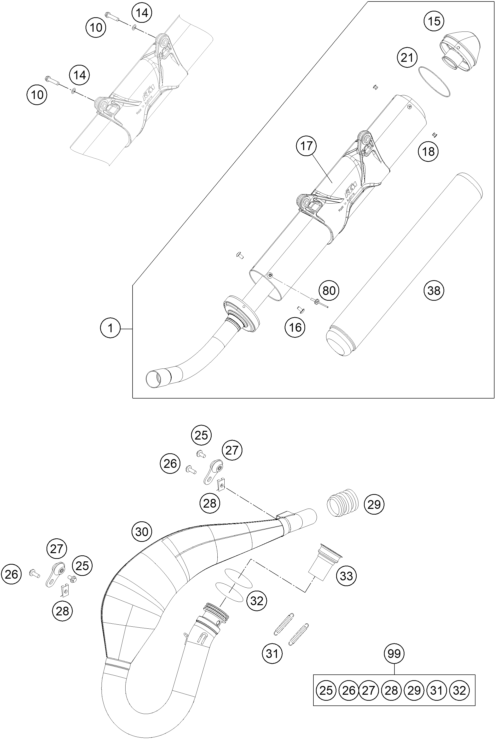 Sprängskiss AVGASSYSTEM