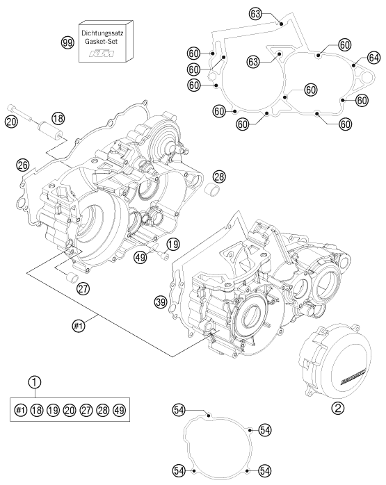 Sprängskiss VEVHUS, MOTORBLOCK