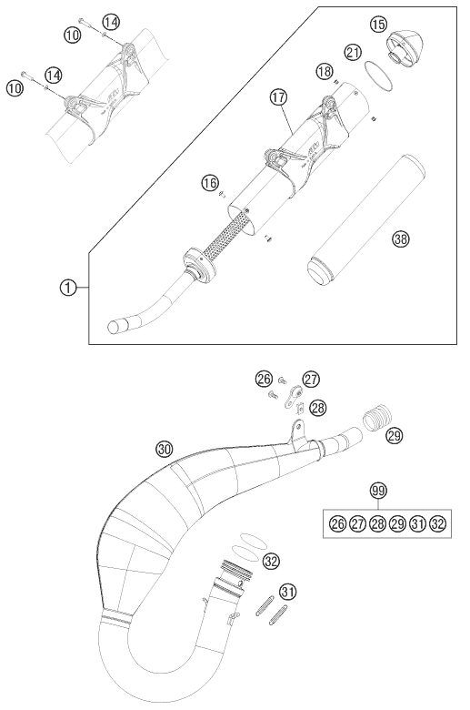 Sprängskiss AVGASSYSTEM
