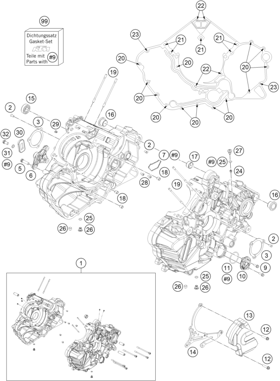Sprängskiss VEVHUS, MOTORBLOCK