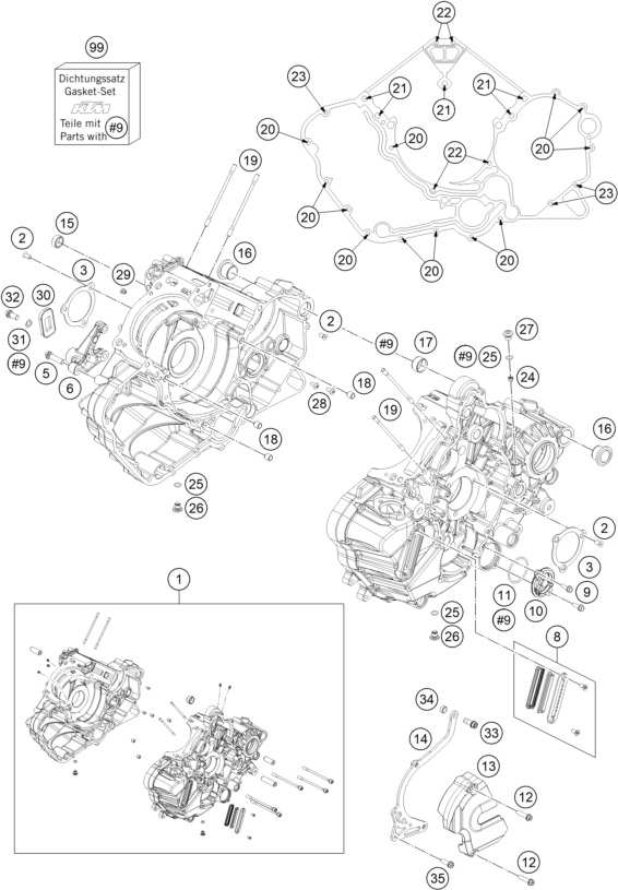 Sprängskiss VEVHUS, MOTORBLOCK