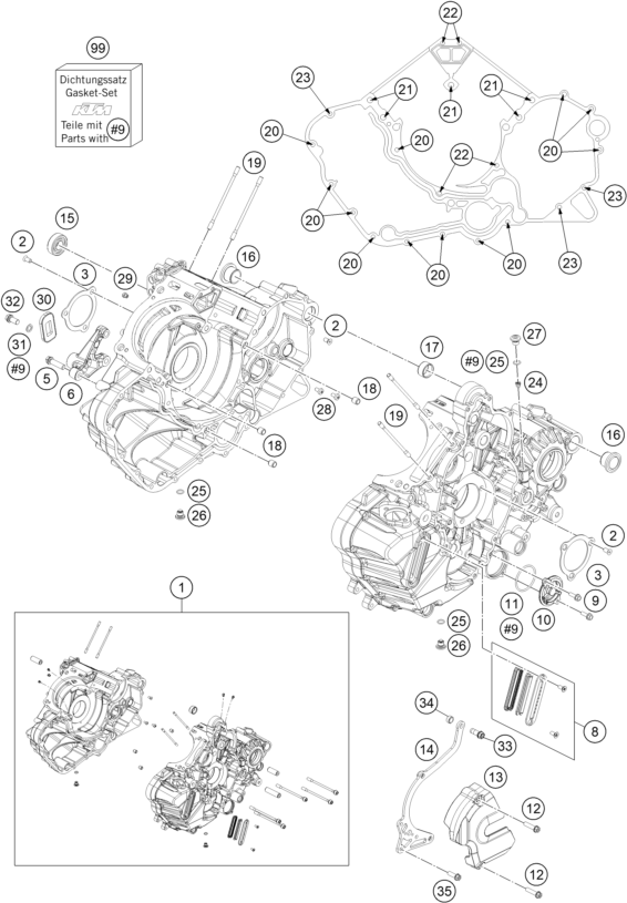 Sprängskiss VEVHUS, MOTORBLOCK