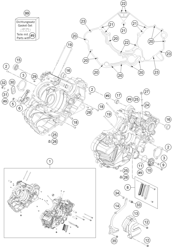 Sprängskiss VEVHUS, MOTORBLOCK