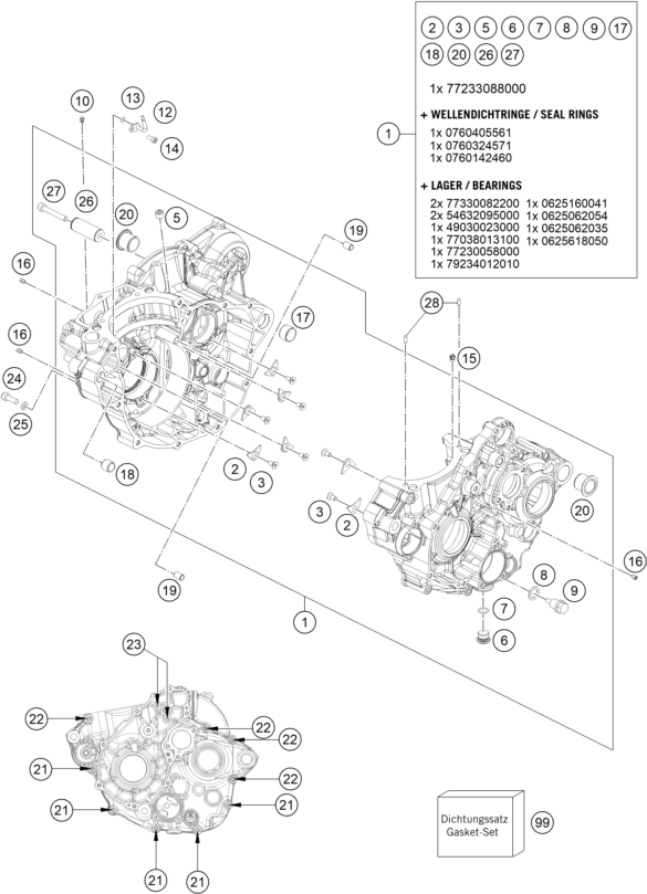 Sprängskiss VEVHUS, MOTORBLOCK