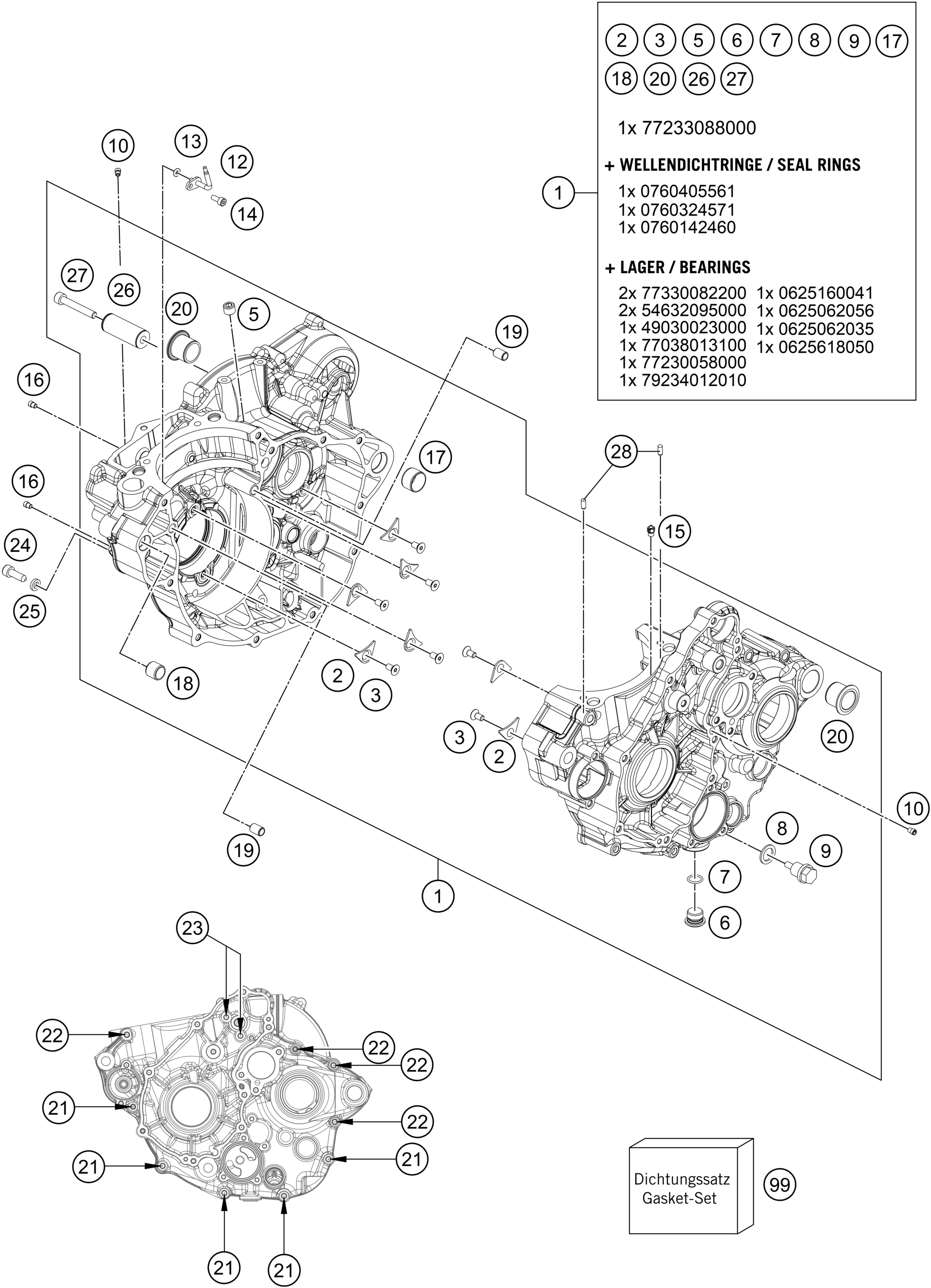 Sprängskiss VEVHUS, MOTORBLOCK