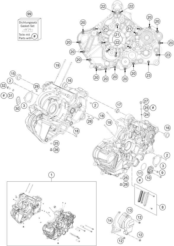 Sprängskiss VEVHUS, MOTORBLOCK